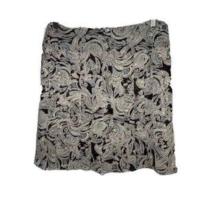 Jones New York Skirt Womens 8P Black Pleated Paisley Mini 100% Silk Petites